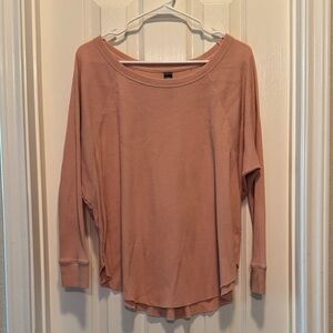 Savvi Coral Waffle Weave Long Sleeve Top Sz S-M